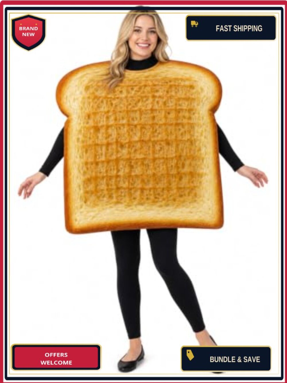 Sliced Toast Halloween Costume Adult Dress Up Cosplay Pullover